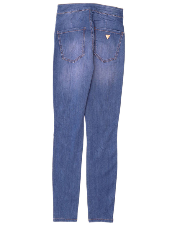 GUESS Damen-Jeans mit hoher Taille, Röhrenjeans, W24, L28, blaue Baumwolle