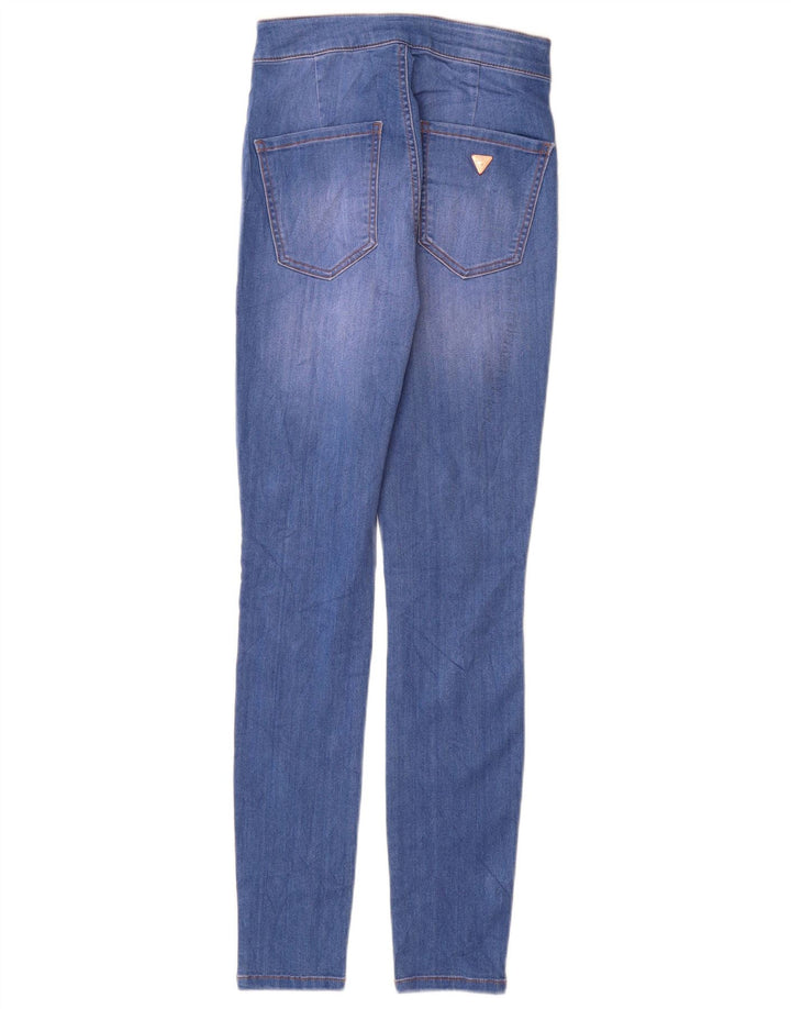GUESS Damen-Jeans mit hoher Taille, Röhrenjeans, W24, L28, blaue Baumwolle