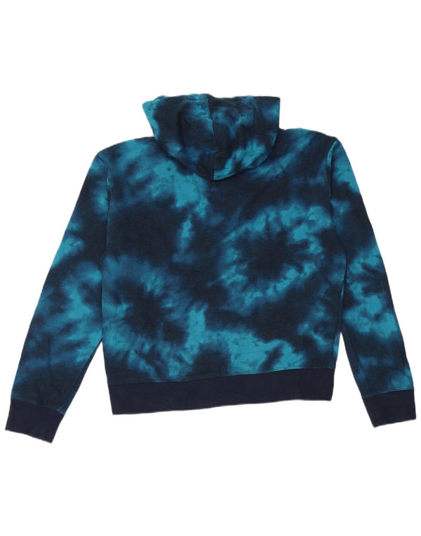 Champion Damen Kapuzenpullover UK 14 Mittelblaue Batik-Baumwolle