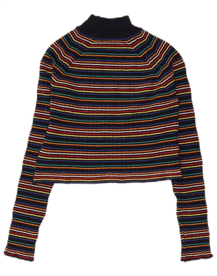 Zara Damen-Pullover mit Rollkragen, Größe M, mehrfarbig, gestreift, UK 12