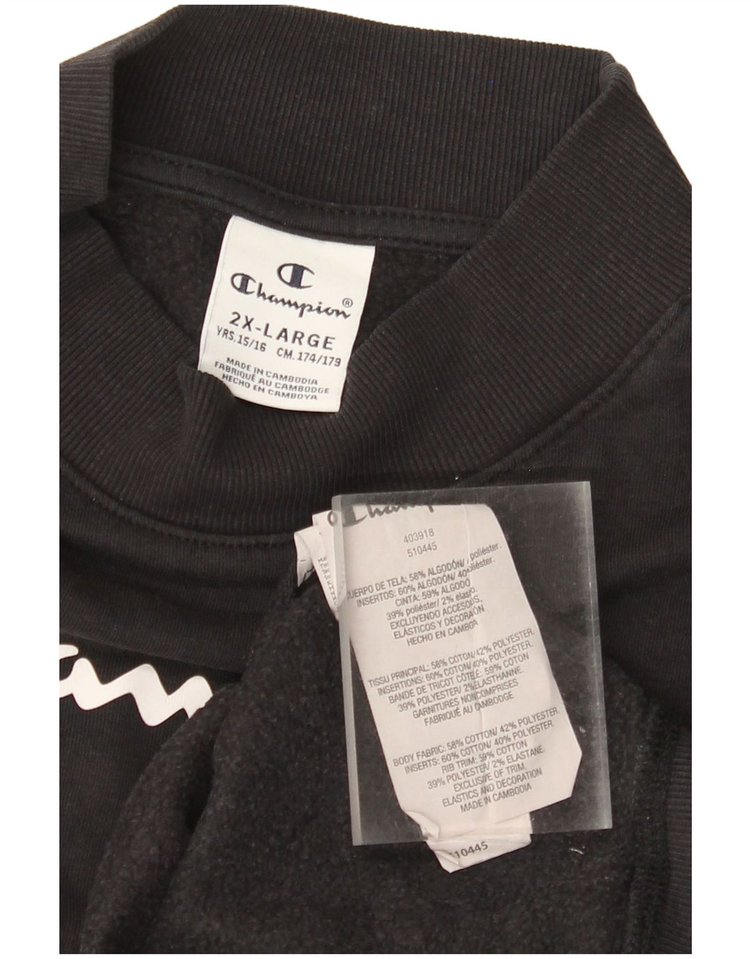 CHAMPION Jungen-Sweatshirt mit Grafik, 15–16 Jahre, 2XL, schwarze Baumwolle