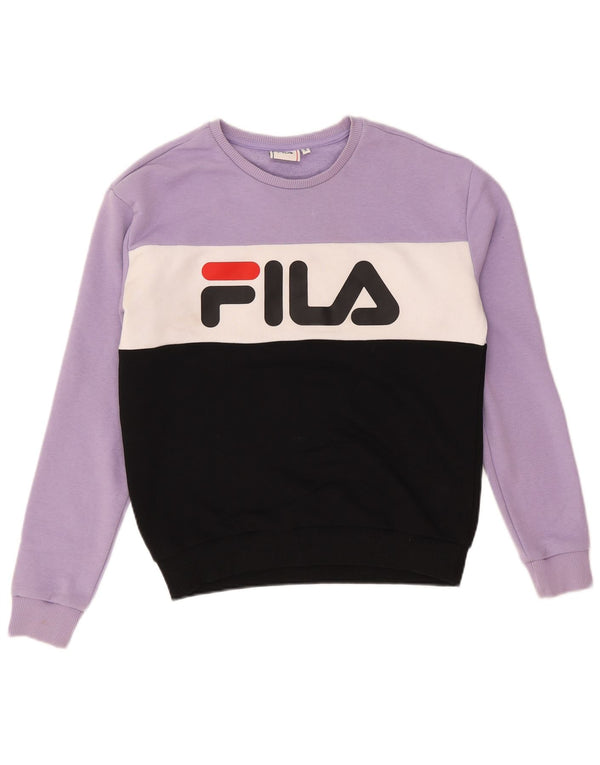 Fila Damen Grafik-Sweatshirtpullover UK 10 Small Lila Farbblock