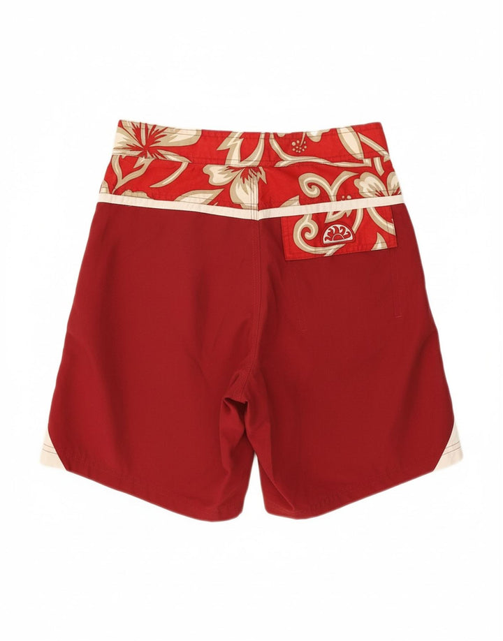 SUNDEK Mens Swimming Shorts Small  Red Floral Polyester