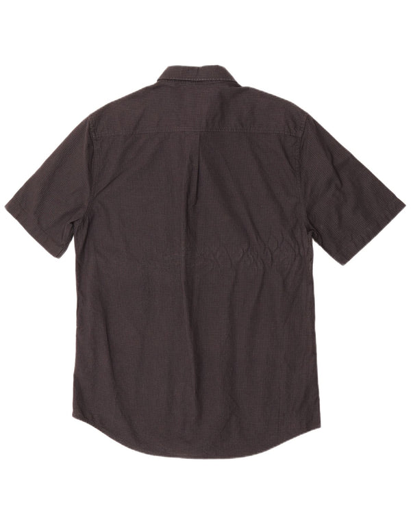 Superdry Mens Short Sleeve Shirt Large Black Check Cotton