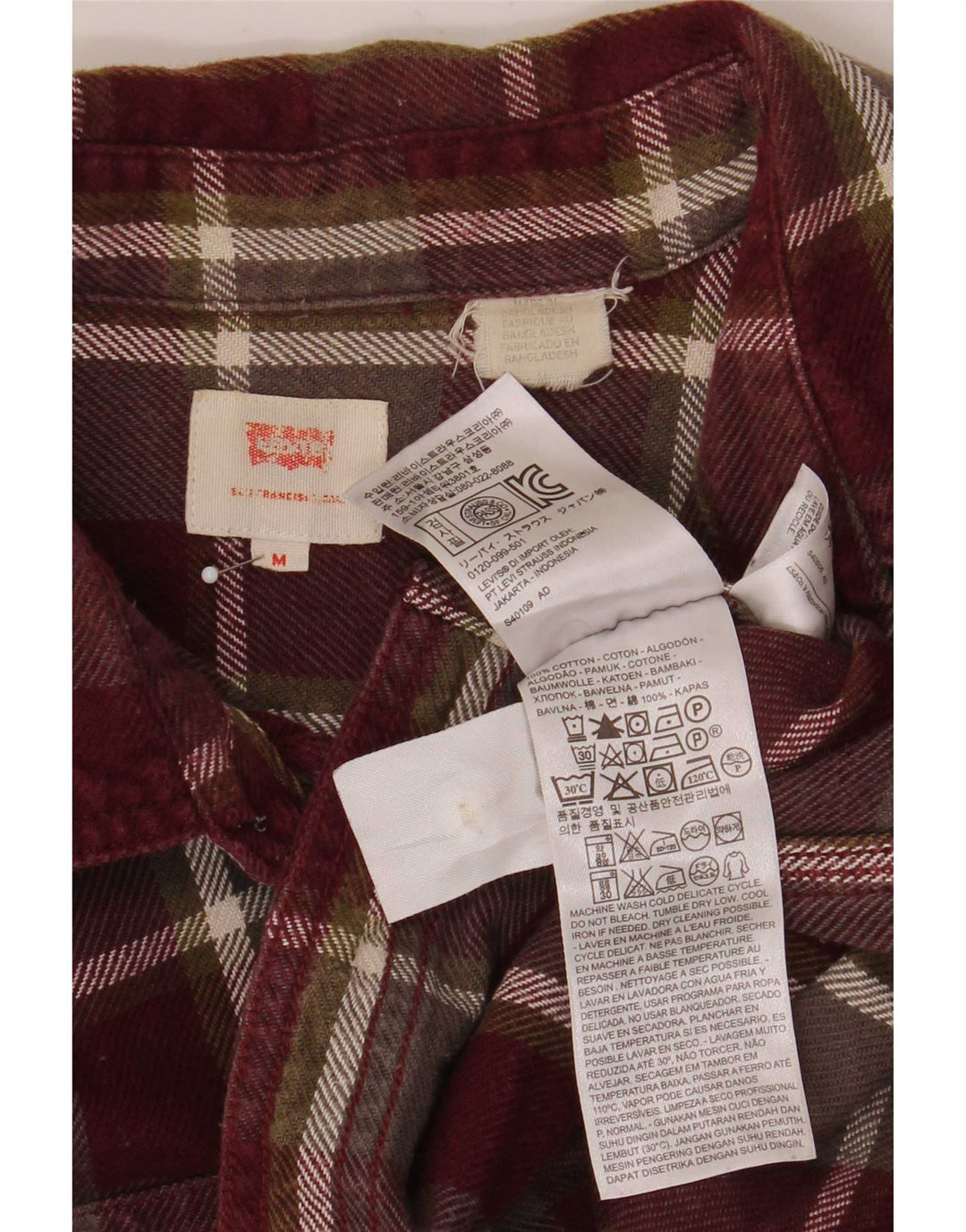 Levi's Herren-Flanellhemd, mittelgroß, Burgunderrot, kariert, Baumwolle