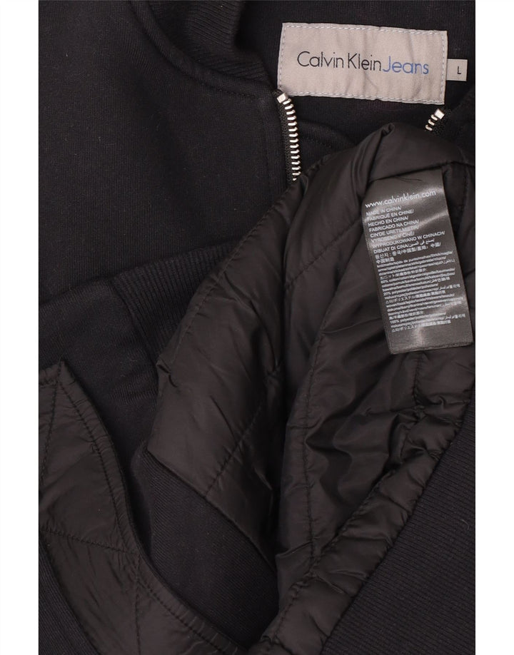 Calvin Klein Jeans Herren Bomberjacke UK 40 Große schwarze Baumwolle
