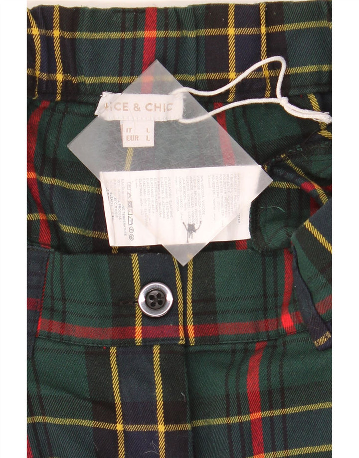 Nice & Chic Damen-Chinoshorts, Größe L, W32, grün kariert, Polyester