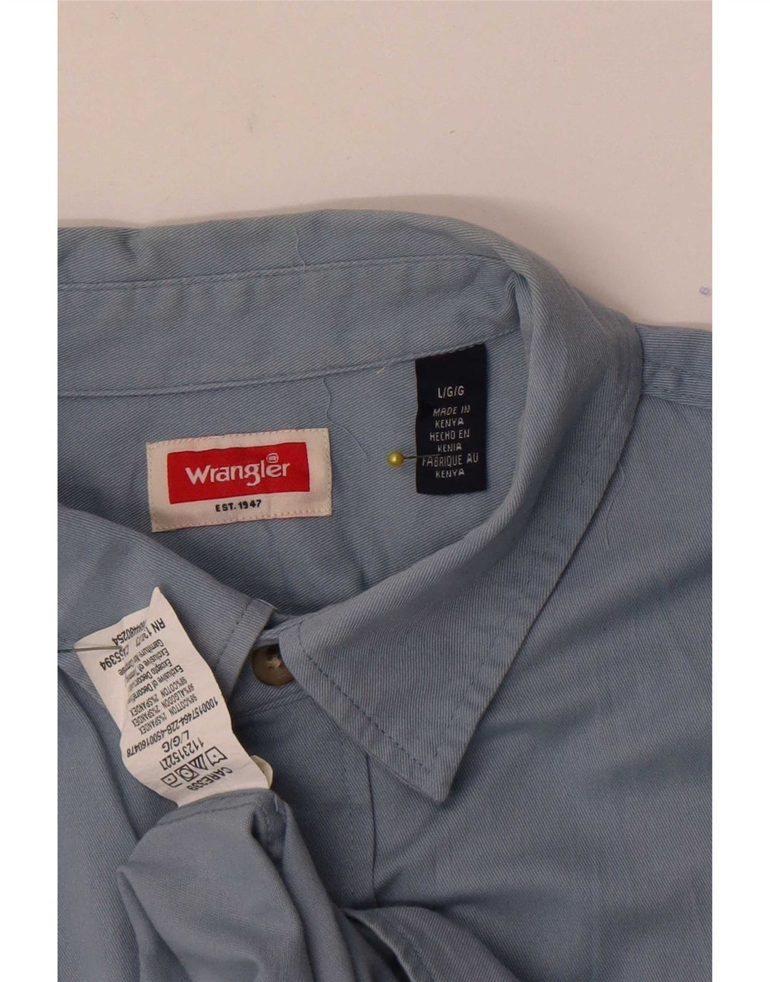 Wrangler Herren-Kurzarmhemd, groß, aus blauer Baumwolle