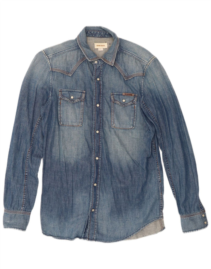 Diesel Herren-Jeanshemd aus mittelblauer Baumwolle
