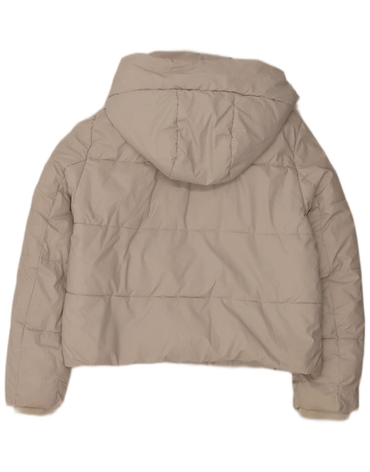 Zara Damen-Jacke mit Kapuze, wattiert, UK 16, Größe L, Weiß, Polyester