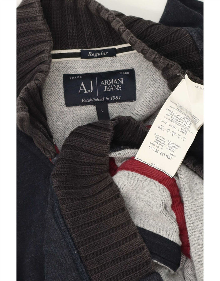 Armani Jeans Herren-Strickjacke, groß, marineblaue Baumwolle