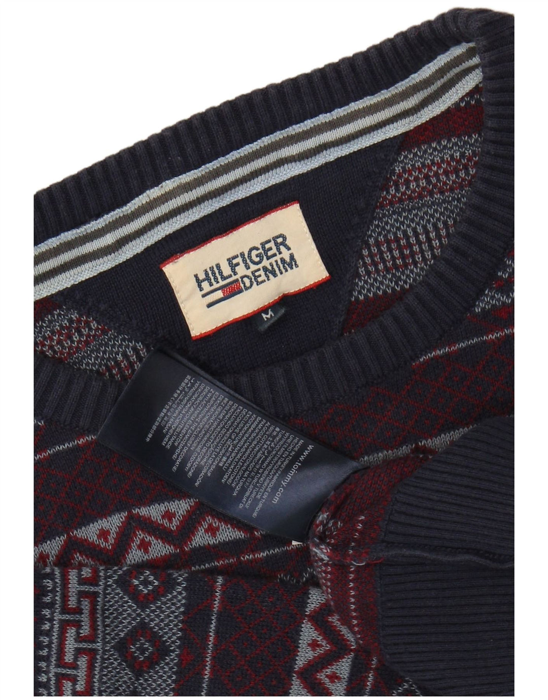 TOMMY HILFIGER Herren-Pullover mit Rundhalsausschnitt, mittleres Marineblau, Fair Isle