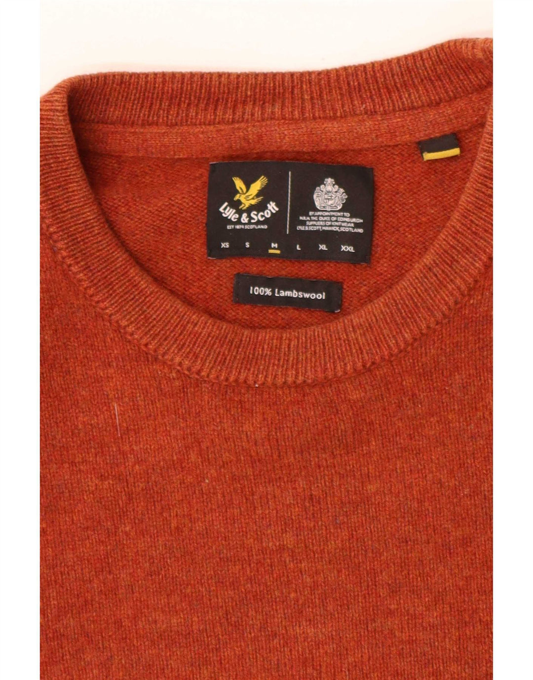 Lyle & Scott Herren-Pullover mit Rundhalsausschnitt, lockere Passform, mittelorange
