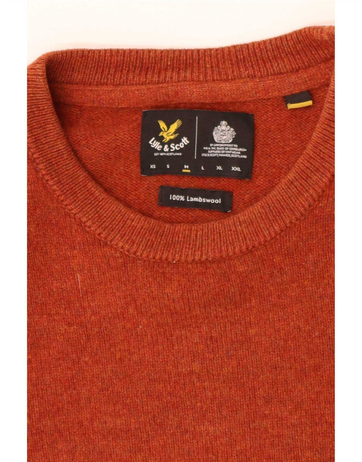 Lyle & Scott Herren-Pullover mit Rundhalsausschnitt, lockere Passform, mittelorange