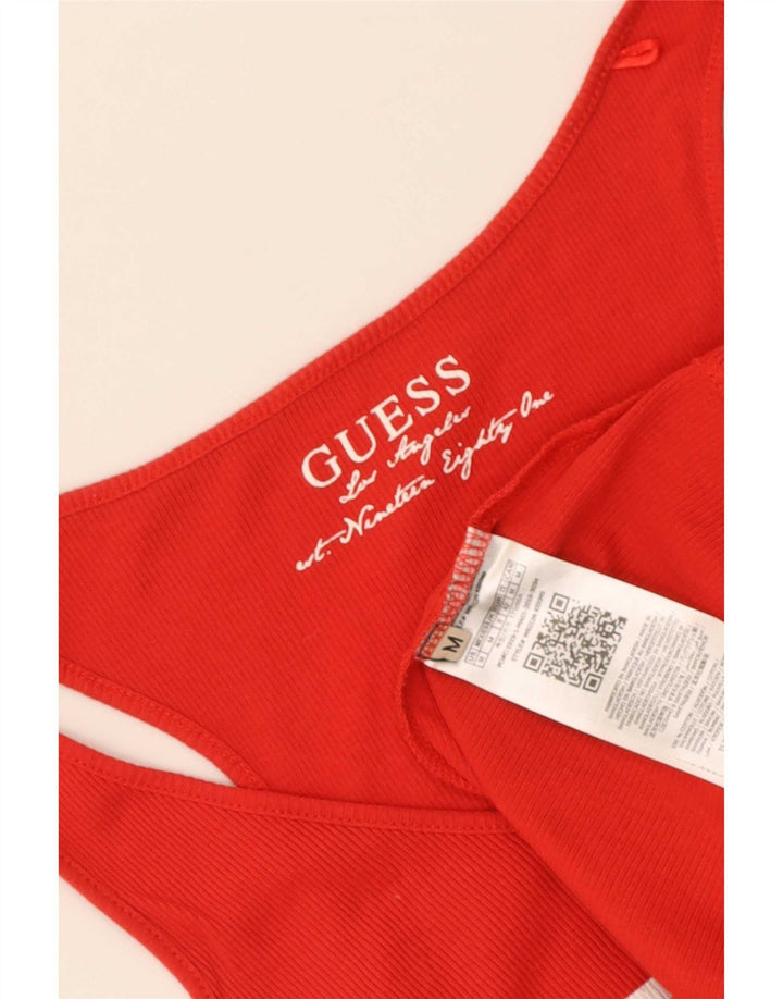 Guess Damen-Top mit Grafik, UK 12, mittelrote Baumwolle