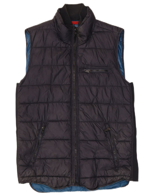 Zara Mens Padded Gilet UK 38 Medium Navy Blue Polyester