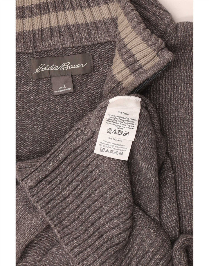 Eddie Bauer Herren-Pullover mit Reißverschluss am Hals, große grau gefleckte Baumwolle