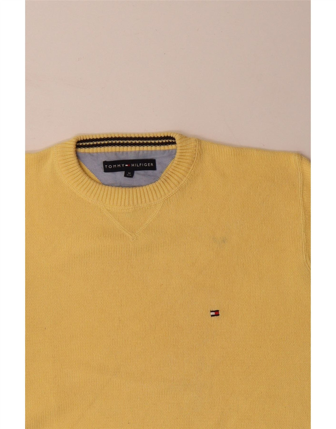 TOMMY HILFIGER Herren-Pullover mit Rundhalsausschnitt, mittelgelbe Baumwolle