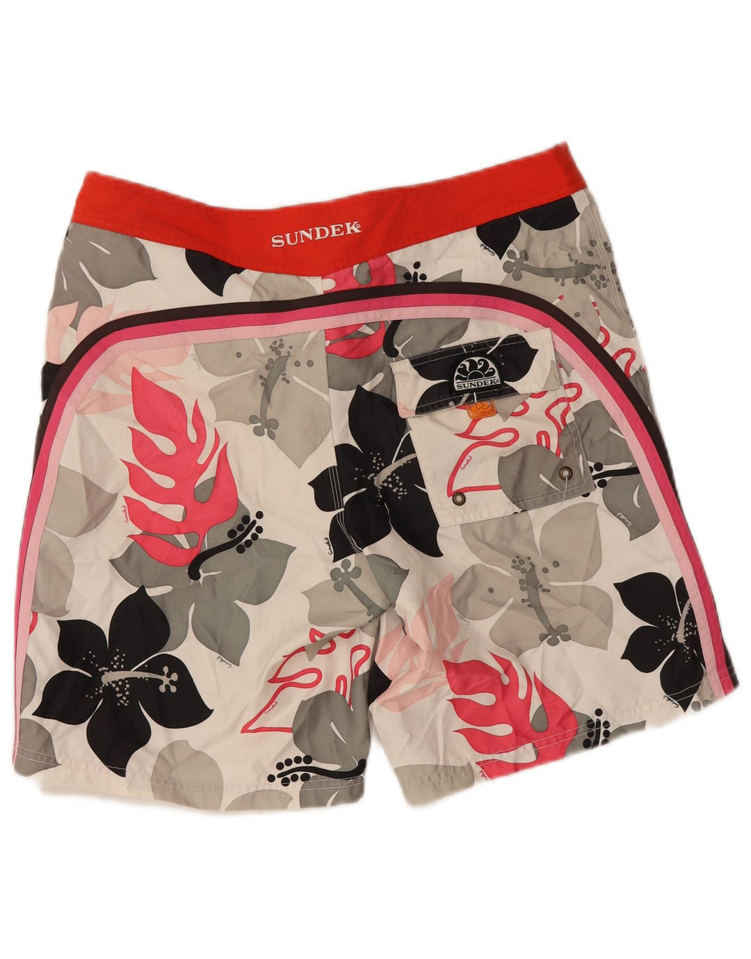 Sundek Herren-Badeshorts, mittelgroß, mehrfarbig, Blumenmuster, Polyester