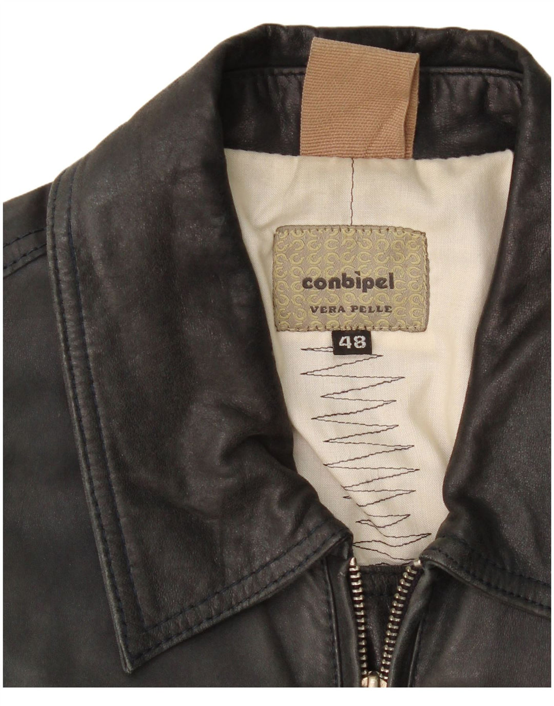 Conbipel Herren Bomber-Lederjacke IT 48 Mittelschwarzes Leder