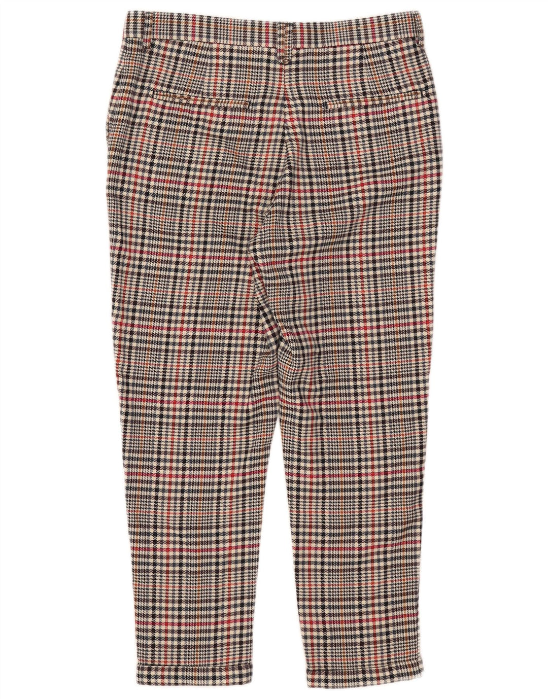 Zara Herren-Hose, kurz geschnitten, EU 40, mittelgroß, W31, L25, beige kariertes Polyester