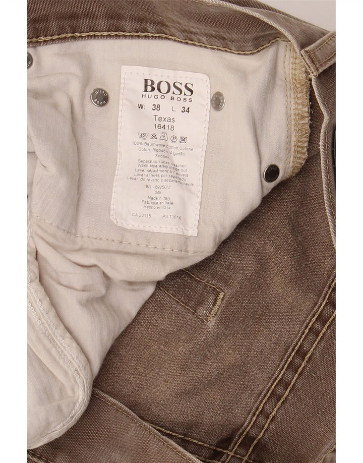 HUGO BOSS Herren verkürzte Jeans W38 L25 braune Baumwolle