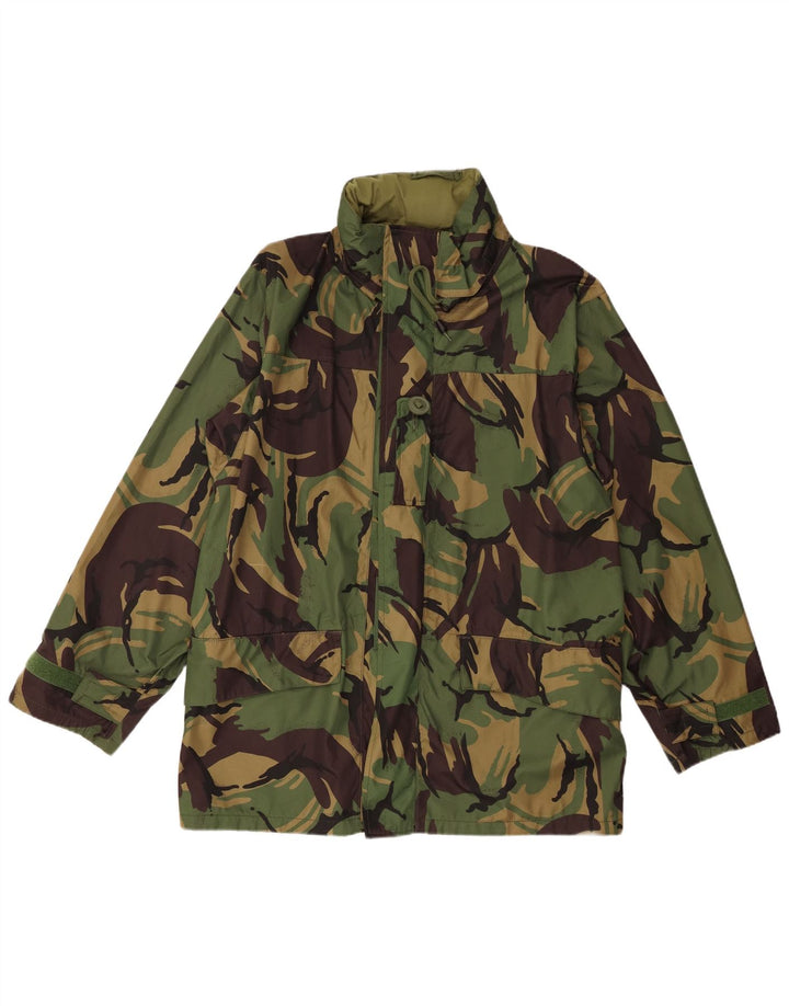 Vintage Herren-Utility-Jacke mit Kapuze, UK 40, großes grünes Camouflage-Polyester