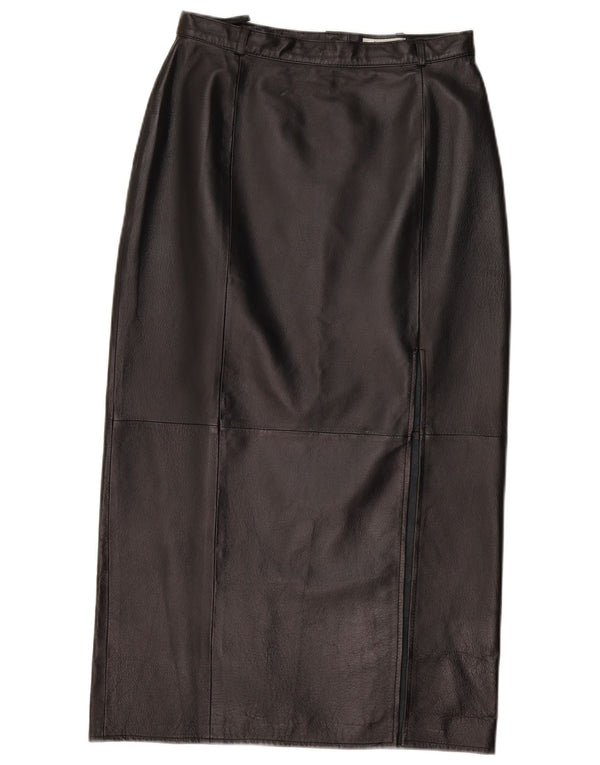 Vintage Womens Leather Skirt W28 Medium Black Leather