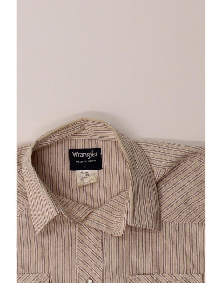 WRANGLER Mens Shirt Large Beige Pinstripe Polyester Vintage Wrangler and Second-Hand Wrangler from Messina Hembry 
