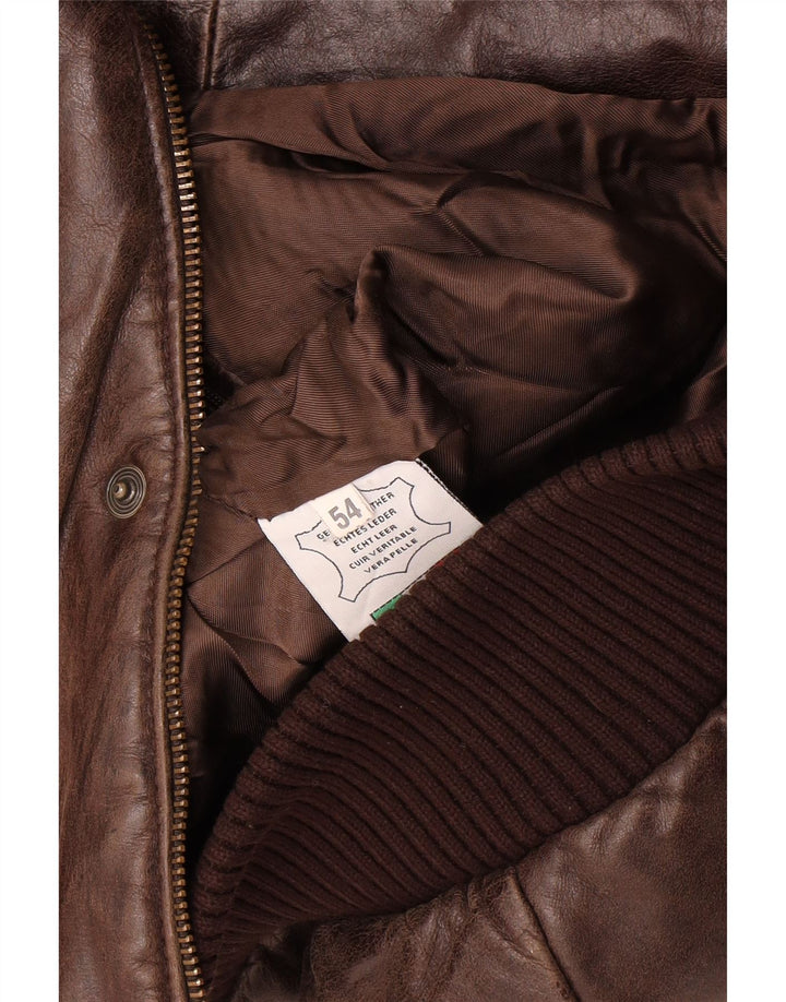Vintage Herren Bomber Lederjacke IT 54 2XL Braunes Leder