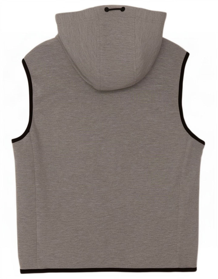 Zara Herren ärmelloser Kapuzenpullover mit Reißverschluss, klein, grau, Polyester