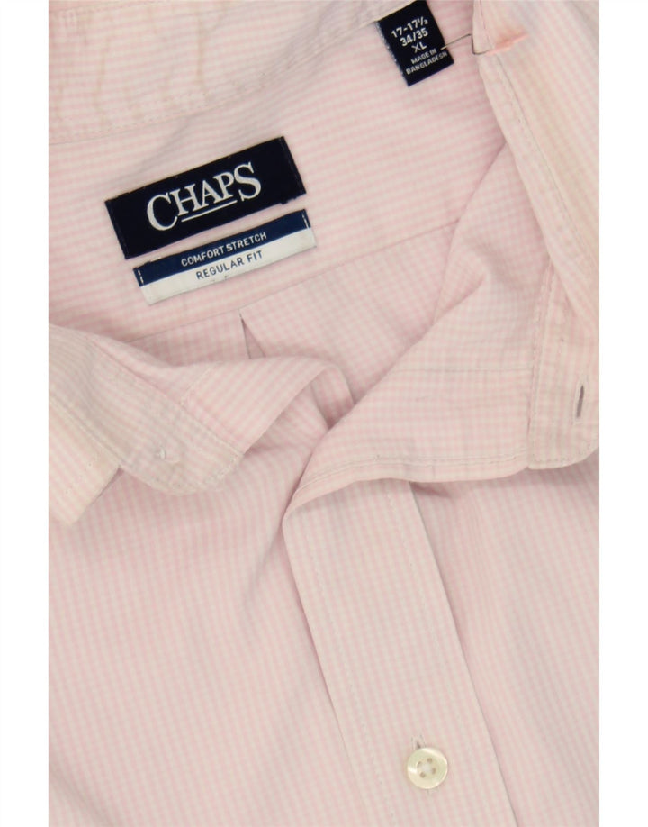 CHAPS Mens Comfort Fit Regular Fit Shirt Size 17 1/2 XL Pink Gingham Vintage Chaps and Second-Hand Chaps from Messina Hembry 