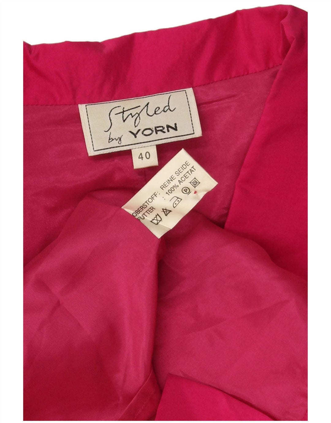 Yorn Damen-Blazerjacke mit 1 Knopf, EU 40, mittelrosa Seide