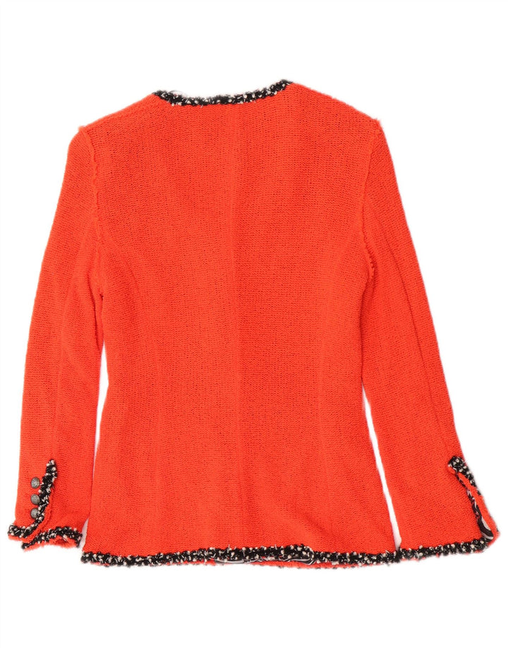 Zara Damen-Strickblazer mit 4 Knöpfen, UK 12, Mittelorange, Baumwolle