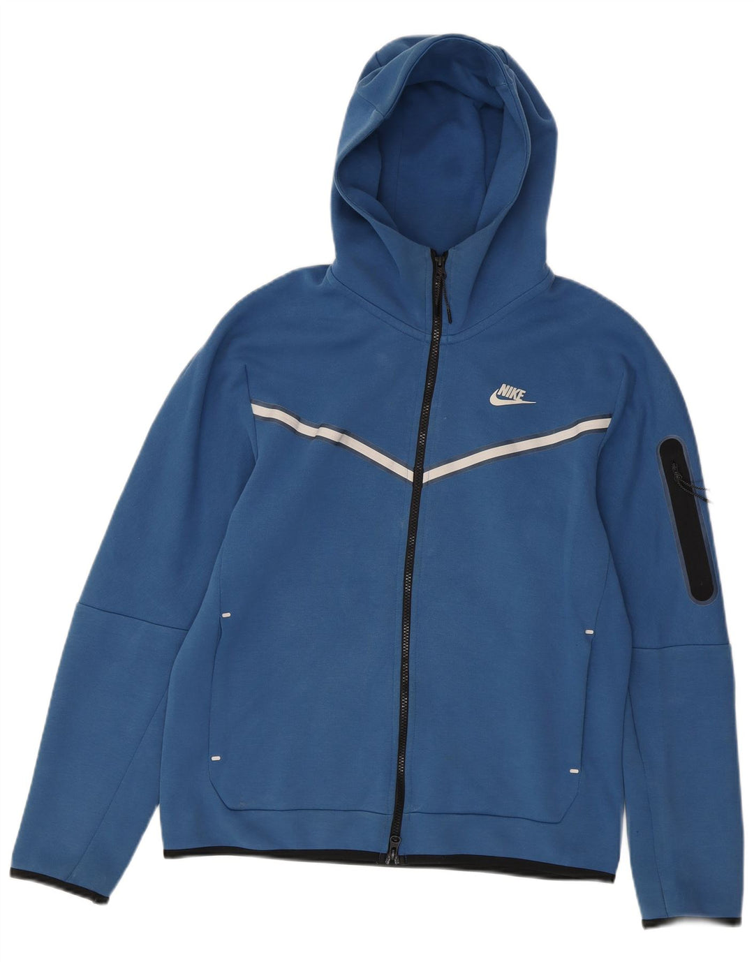 NIKE Herren-Kapuzenpullover mit Reißverschluss, Mittelblau, Baumwolle, Farbblock