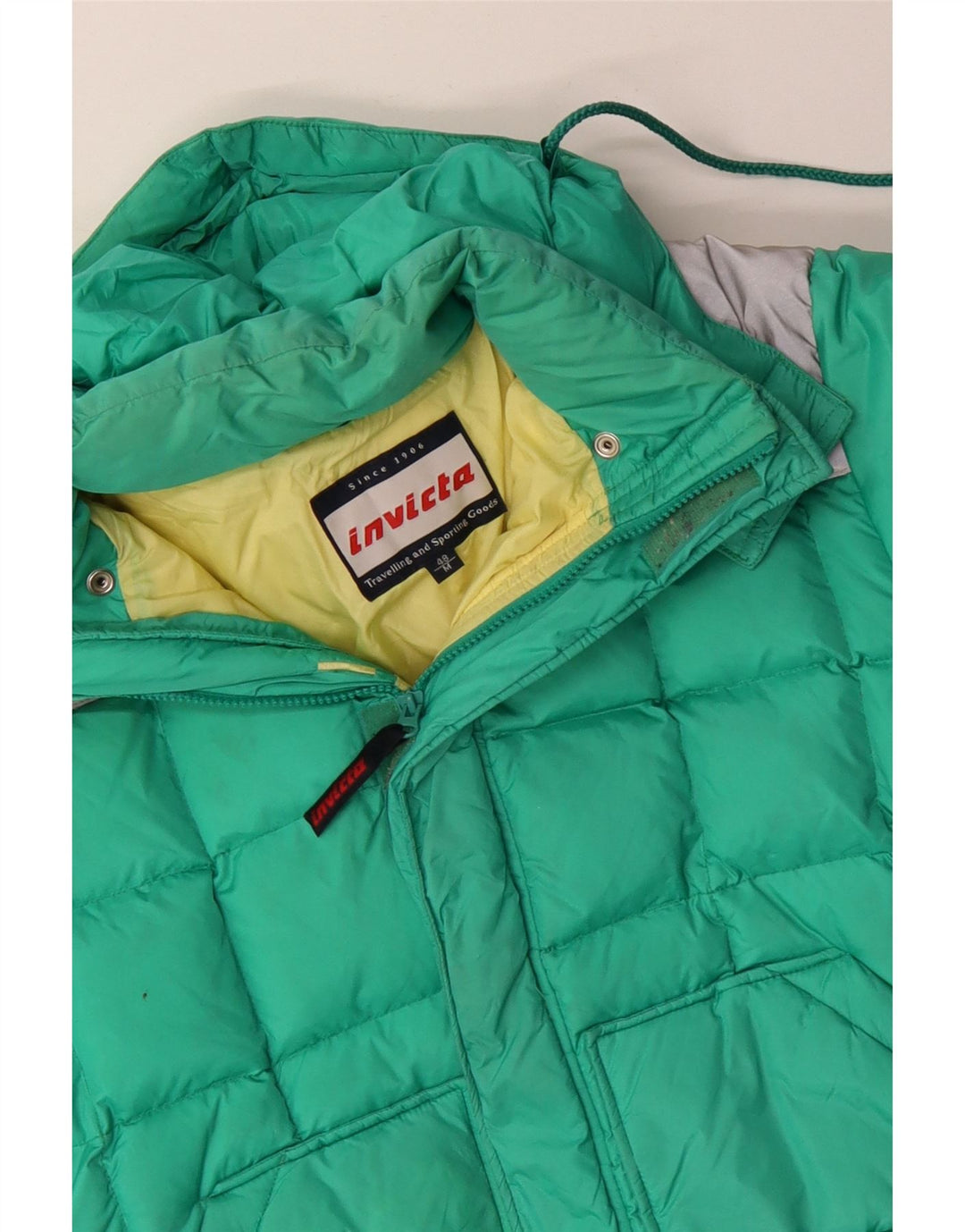 INVICTA Wattierte Herrenjacke mit Kapuze IT 48 Mitteltürkises Colourblock-Nylon
