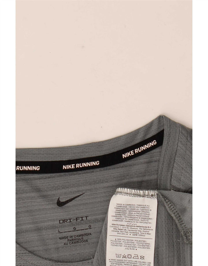 Nike Herren Dri Fit T-Shirt Top Large Grau Polyester
