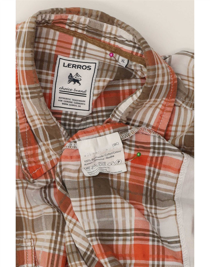 Lerros Herren-Kurzarmhemd XL, mehrfarbig, kariert, Baumwolle
