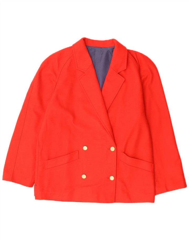 Vintage Damen Zweireiher Blazer Jacke UK 14 Mittelrote Wolle Retro