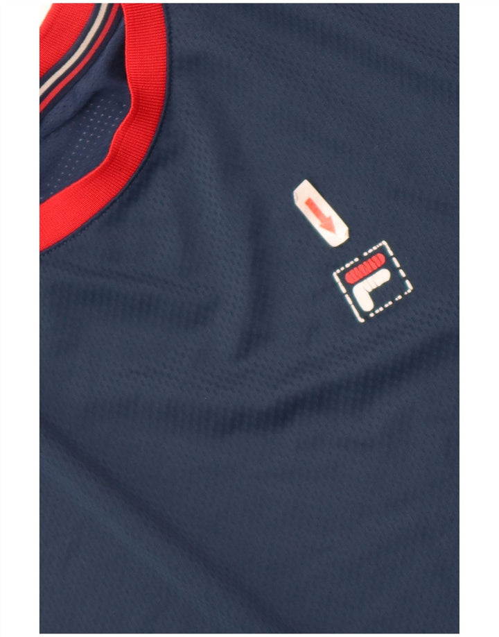 Fila Herren T-Shirt Top 2XL Marineblau Colourblock Polyester