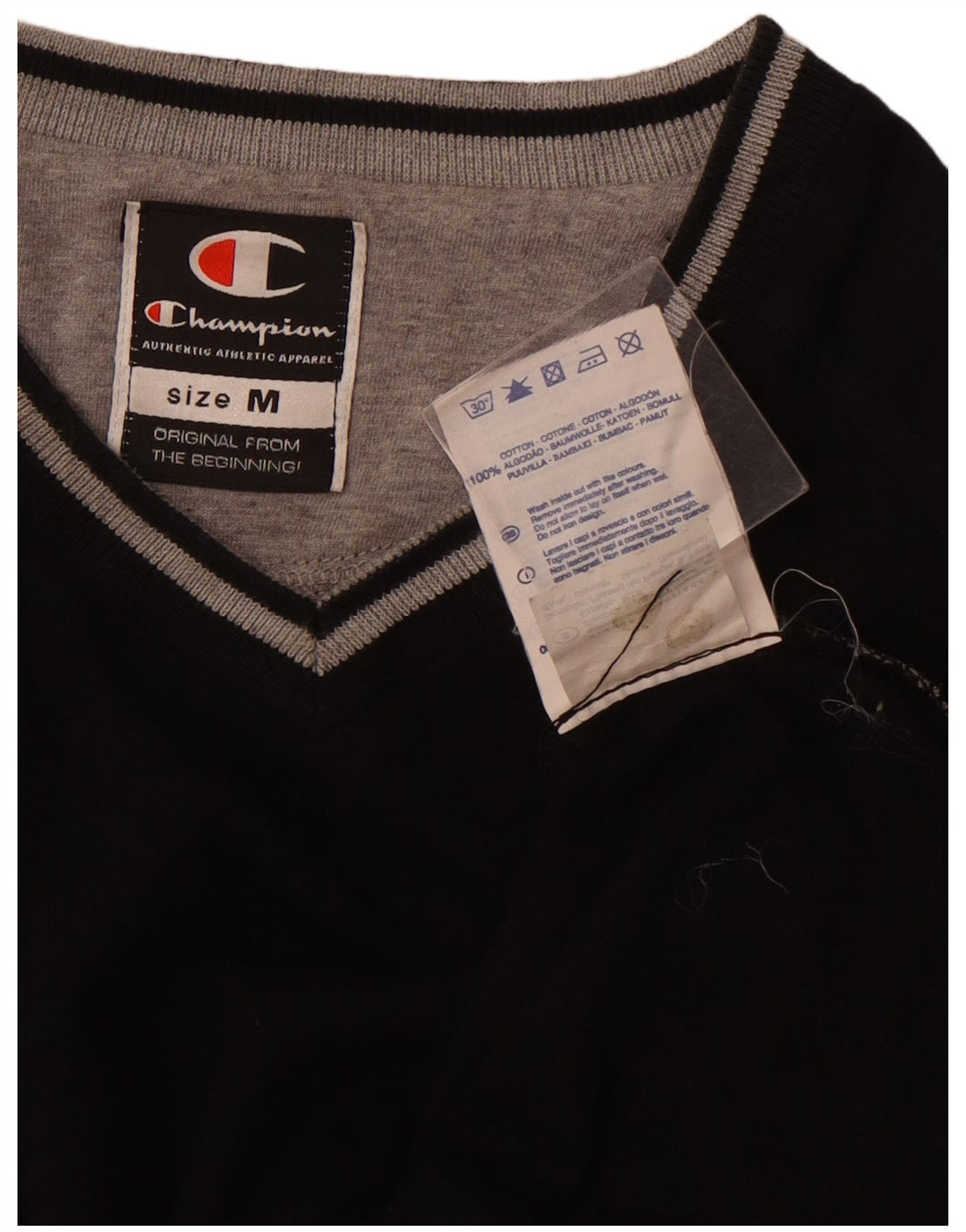 CHAMPION Damen T-Shirt Top UK 12 Medium Schwarz Baumwolle