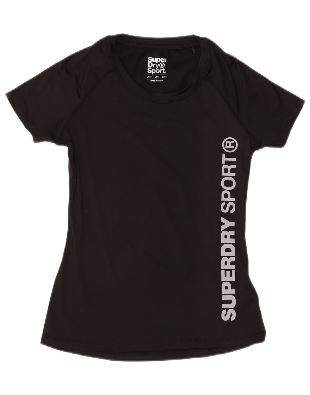 SUPERDRY Grafik-T-Shirt-Oberteil für Damen, UK 10, Größe S, Schwarz, Polyester