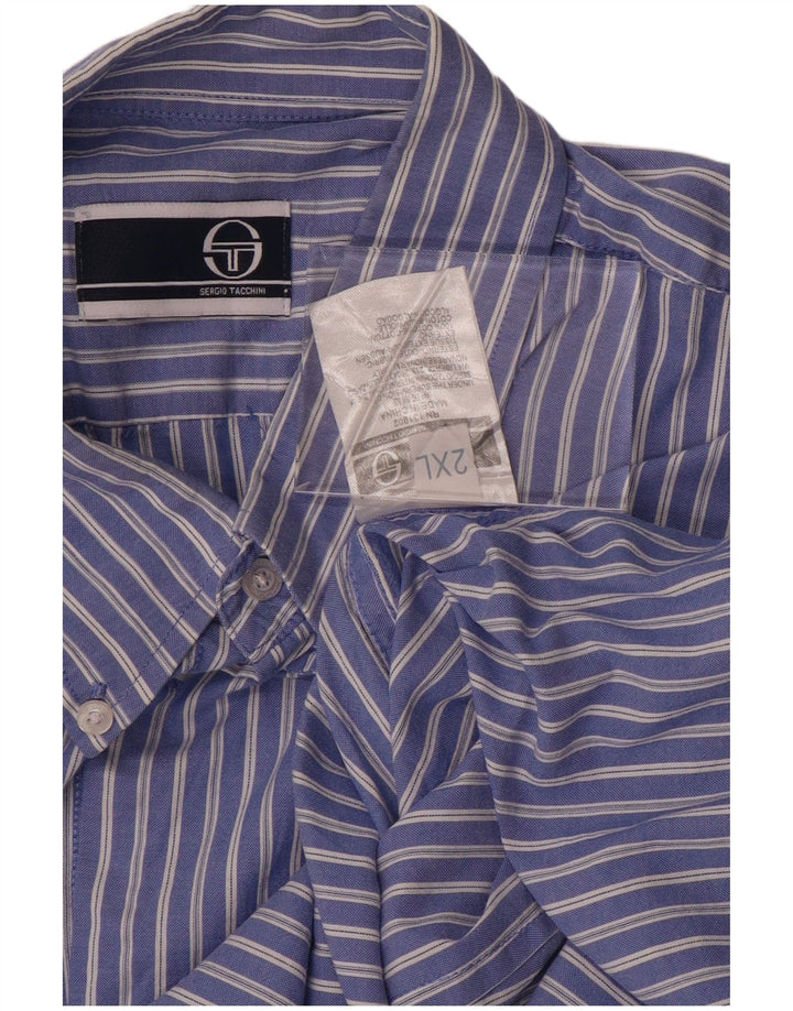 SERGIO TACCHINI Herrenhemd 2XL blau gestreift aus Baumwolle