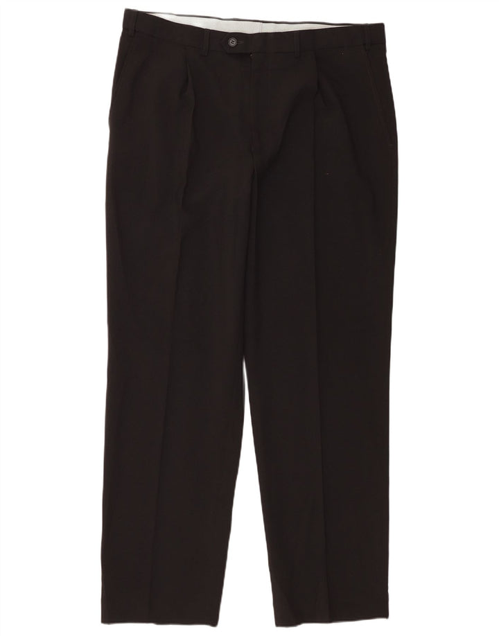 Marks & Spencer Herren-Anzughose mit Pegged-Anzug, W36, L31, schwarzes Polyester