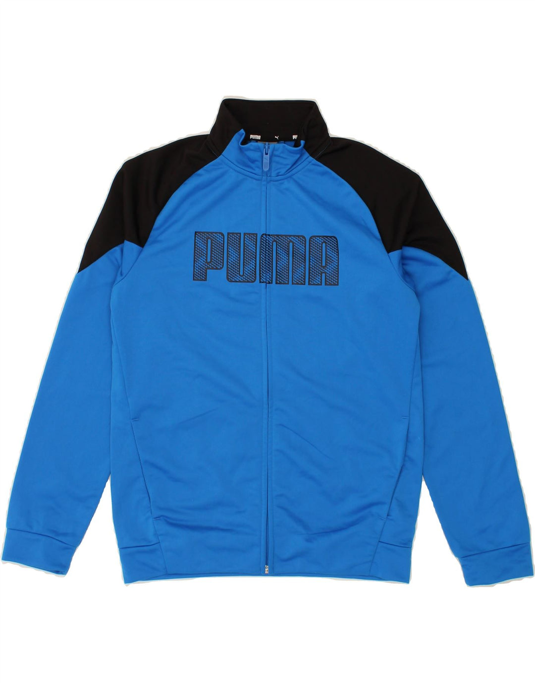 PUMA Boys Graphic Tracksuit Top Jacket 13-14 Years Blue Colourblock Vintage Puma and Second-Hand Puma from Messina Hembry 