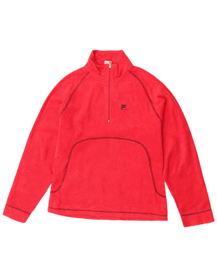 Fila Damen-Fleecepullover mit Reißverschluss am Hals, IT 46/48, großes rotes Polyester