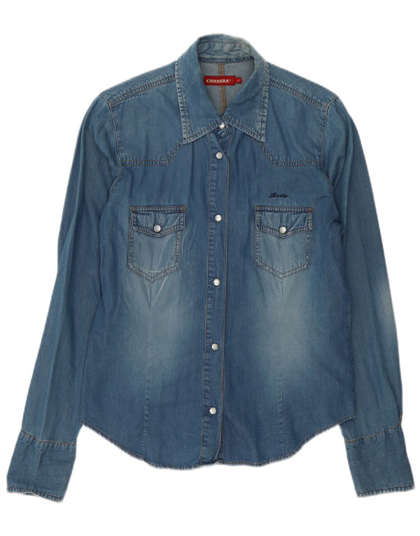 Carrera Damen Jeanshemd UK 16 Large Blaue Baumwolle
