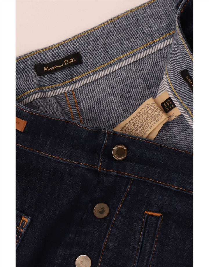 Massimo Dutti Damen-Cropped-Jeans EU 40 Medium W30 L25 Marineblaue Baumwolle