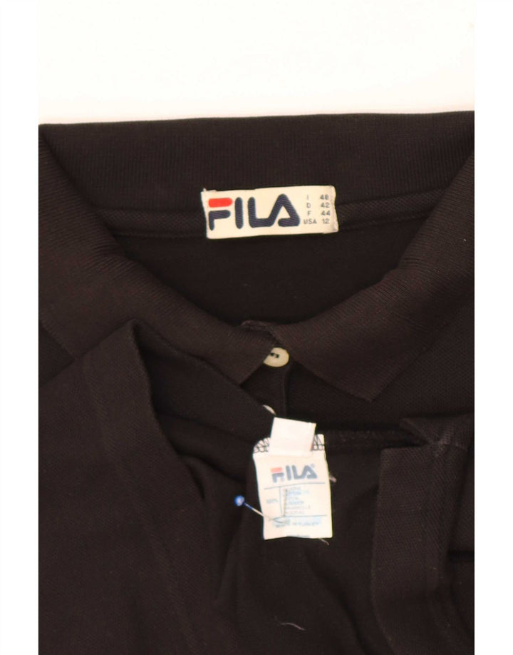 Fila Damen Poloshirt IT 48 XL Schwarz Baumwolle