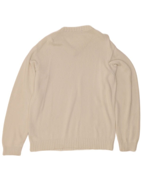 North Sails Herren-Pullover mit V-Ausschnitt aus mittelweißer Baumwolle